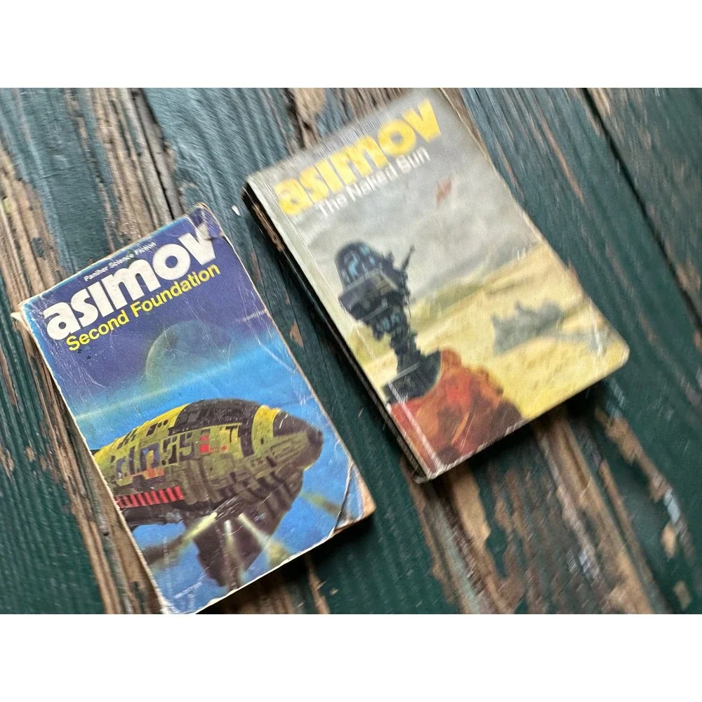 Isaac Asimov Panther Paperbacks Second Foundation & The Naked Sun Chris Foss Art